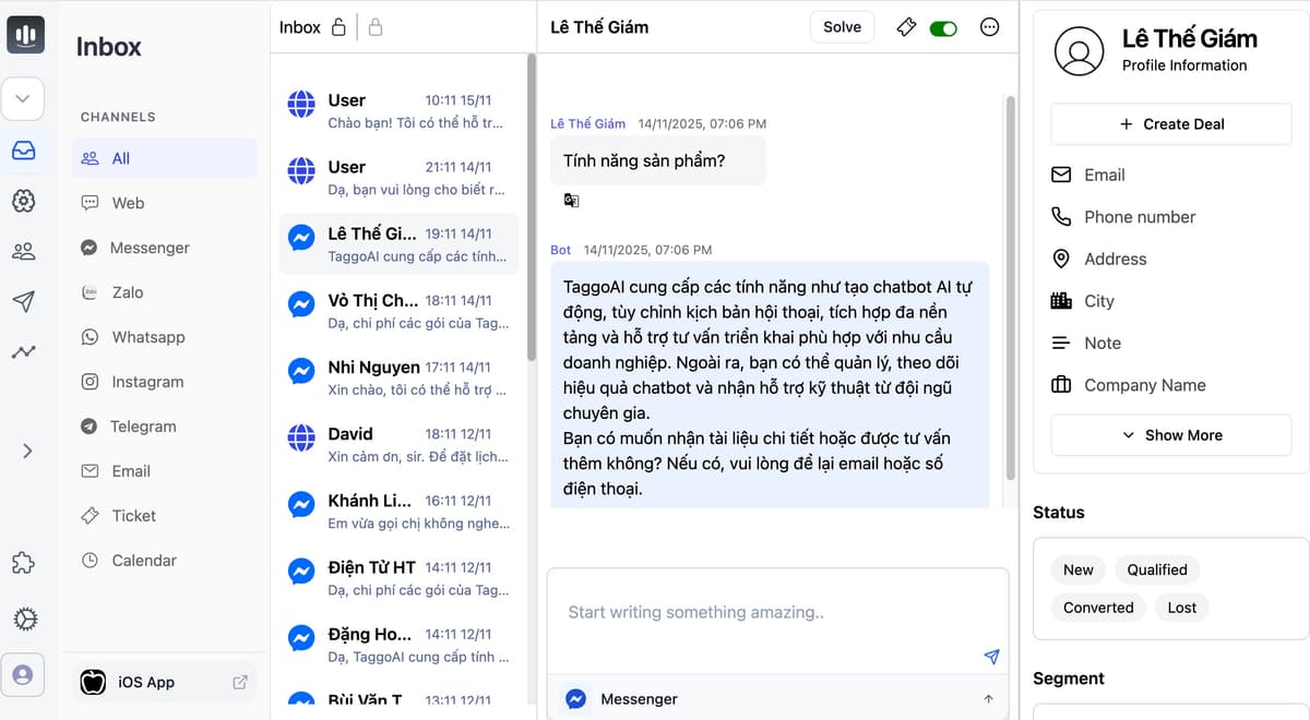 TaggoAI Unified Communication Dashboard